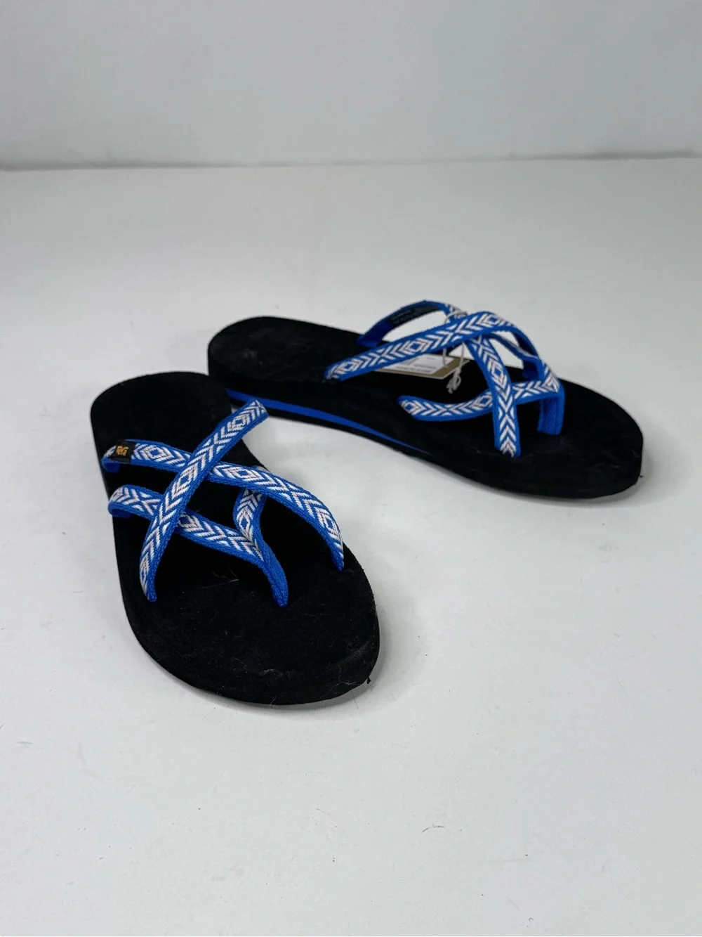 Teva Blue and White Patterned Strap Olowahu Flip Flops